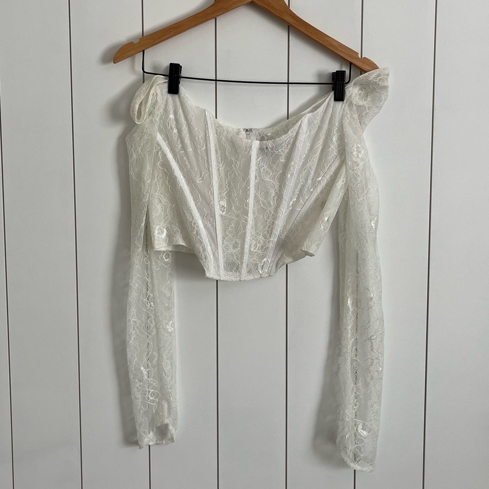 Danielle Guizio Dex Lace Corset White